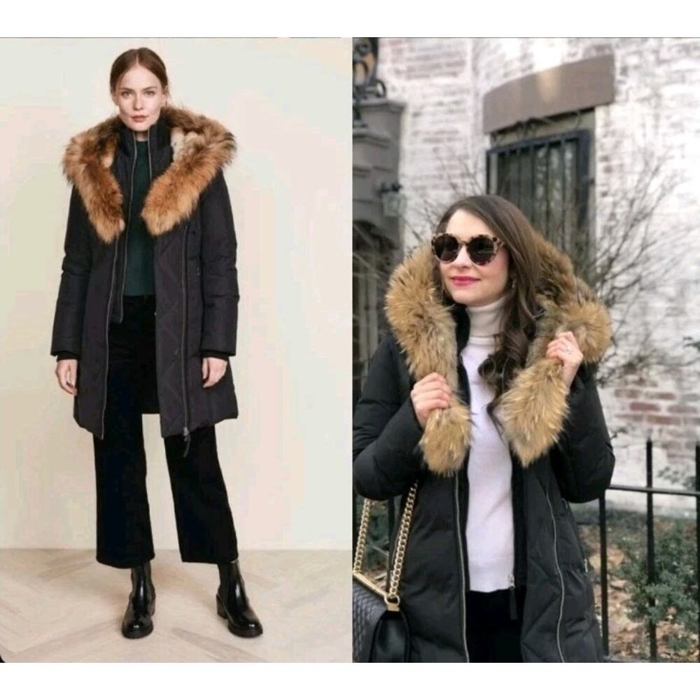 Mackage Black Ski Jacket with Fur Trim